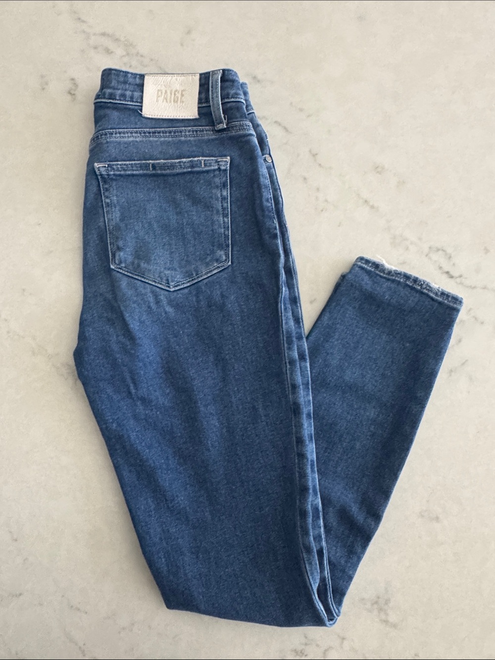 PAIGE Dark Blue High-Rise Skinny Jeans